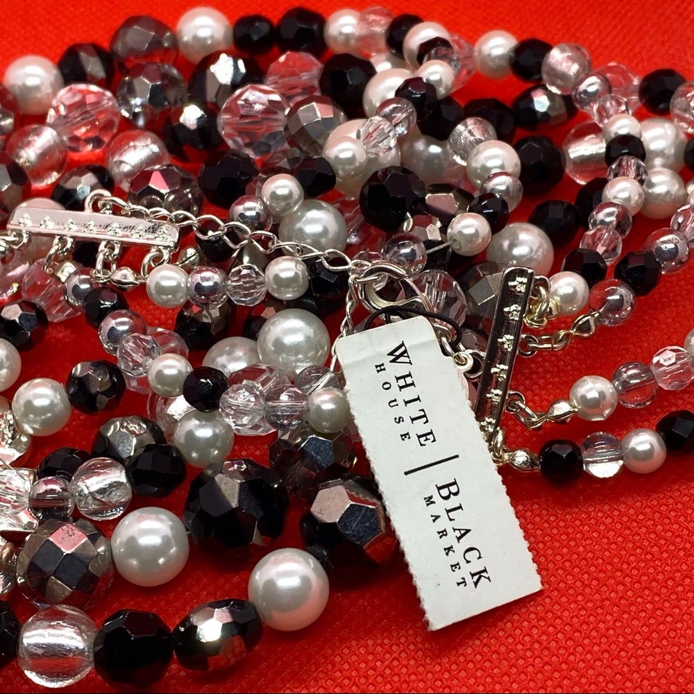 White House Black Market Black Faux Pearl Statement Necklace - Picture 2 of 11